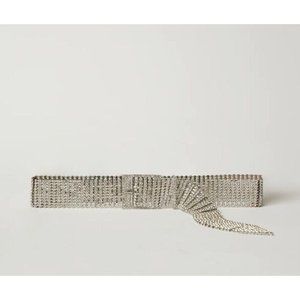 B-Low the Belt Silver Rhinestone Belt
